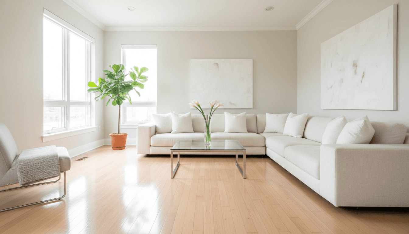 Bright, freshly cleaned living room in an Atlanta home
